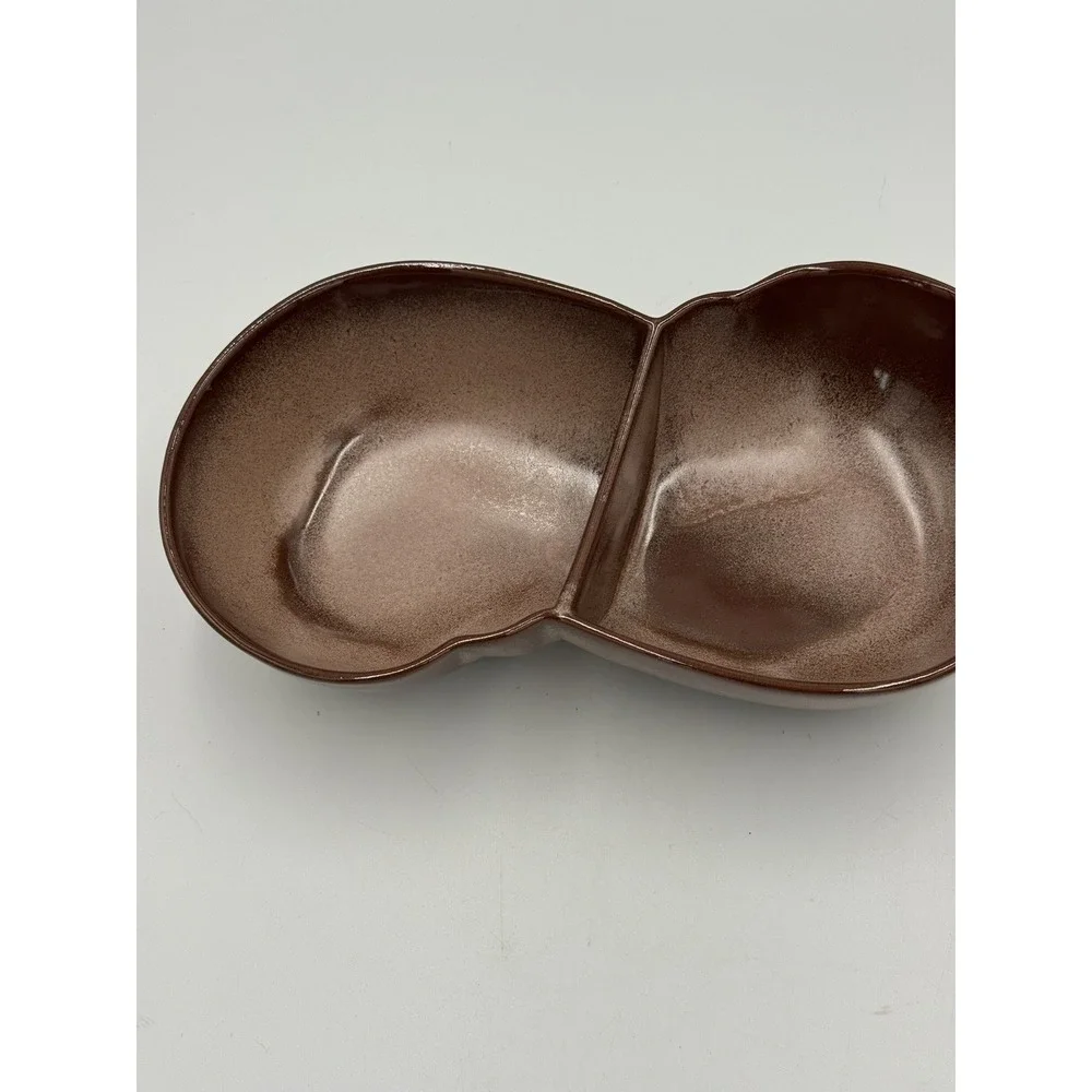 FRANKOMA POTTERY #4QD Lazy Bones Brown Satin Divided 11